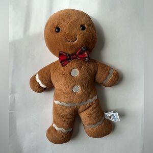 Jellycat Brown Gingerbread Plush with Red Plaid Bow 13”